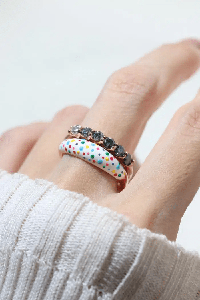 Polka Dot Enamel Ring - Love Estella