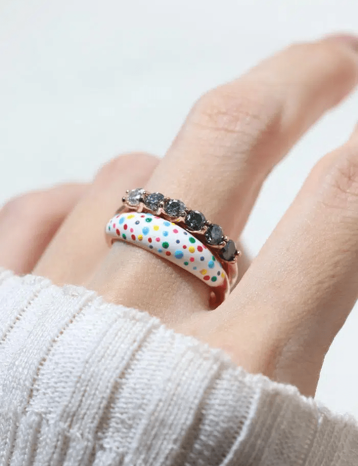 Polka Dot Enamel Ring - Love Estella