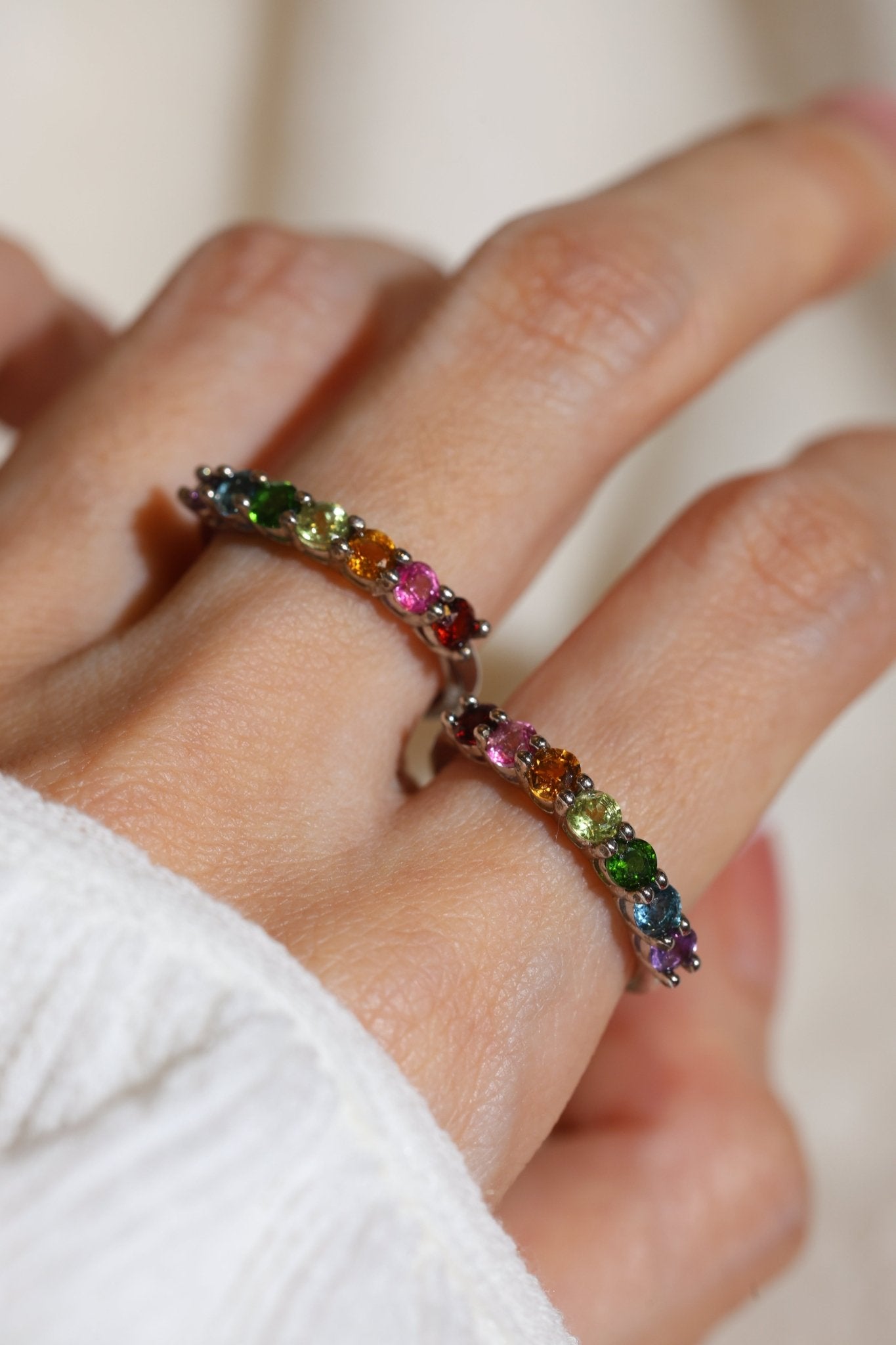 Rainbow Half Eternity Band - Love Estella