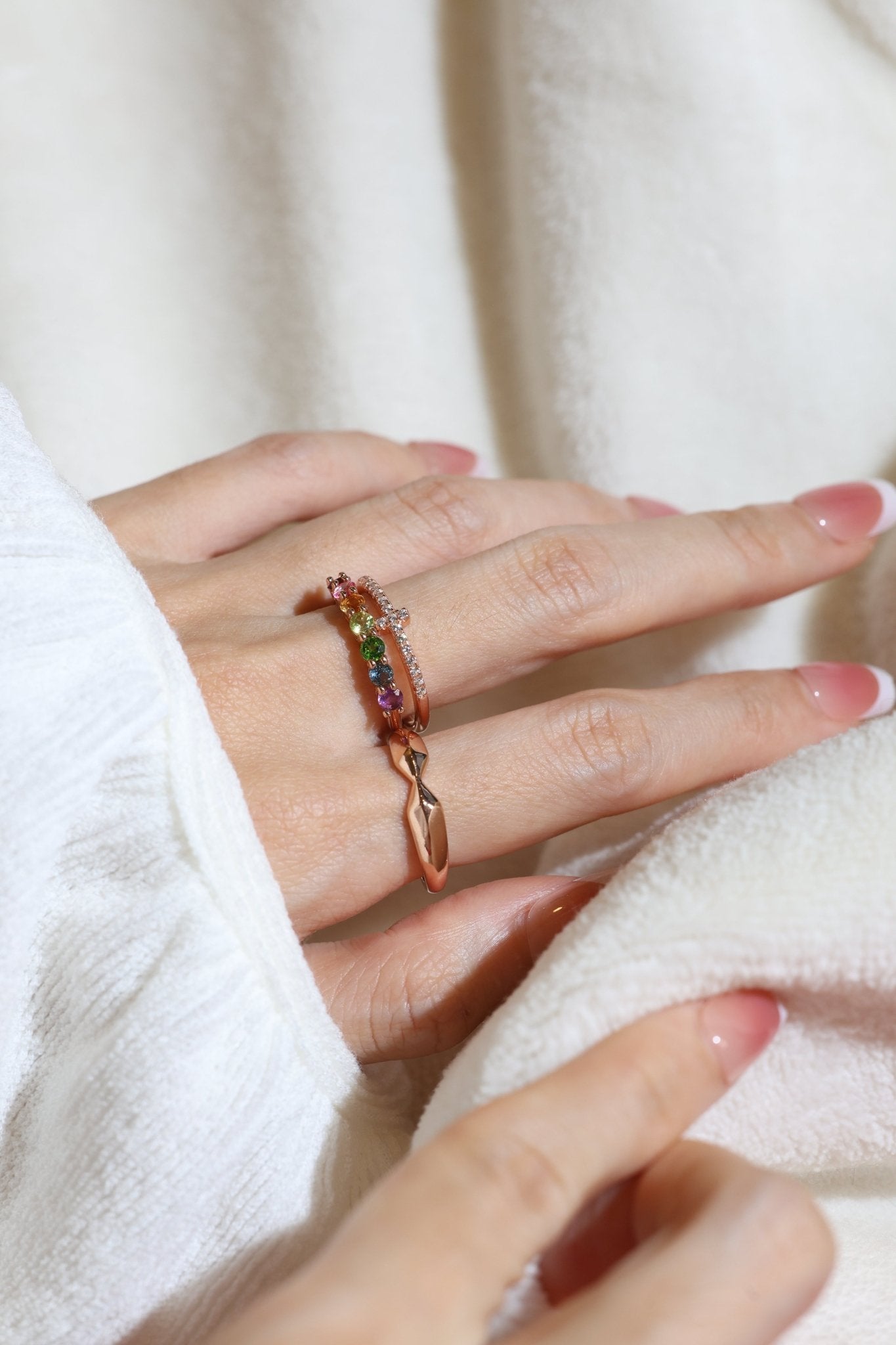 Rainbow Half Eternity Band - Love Estella