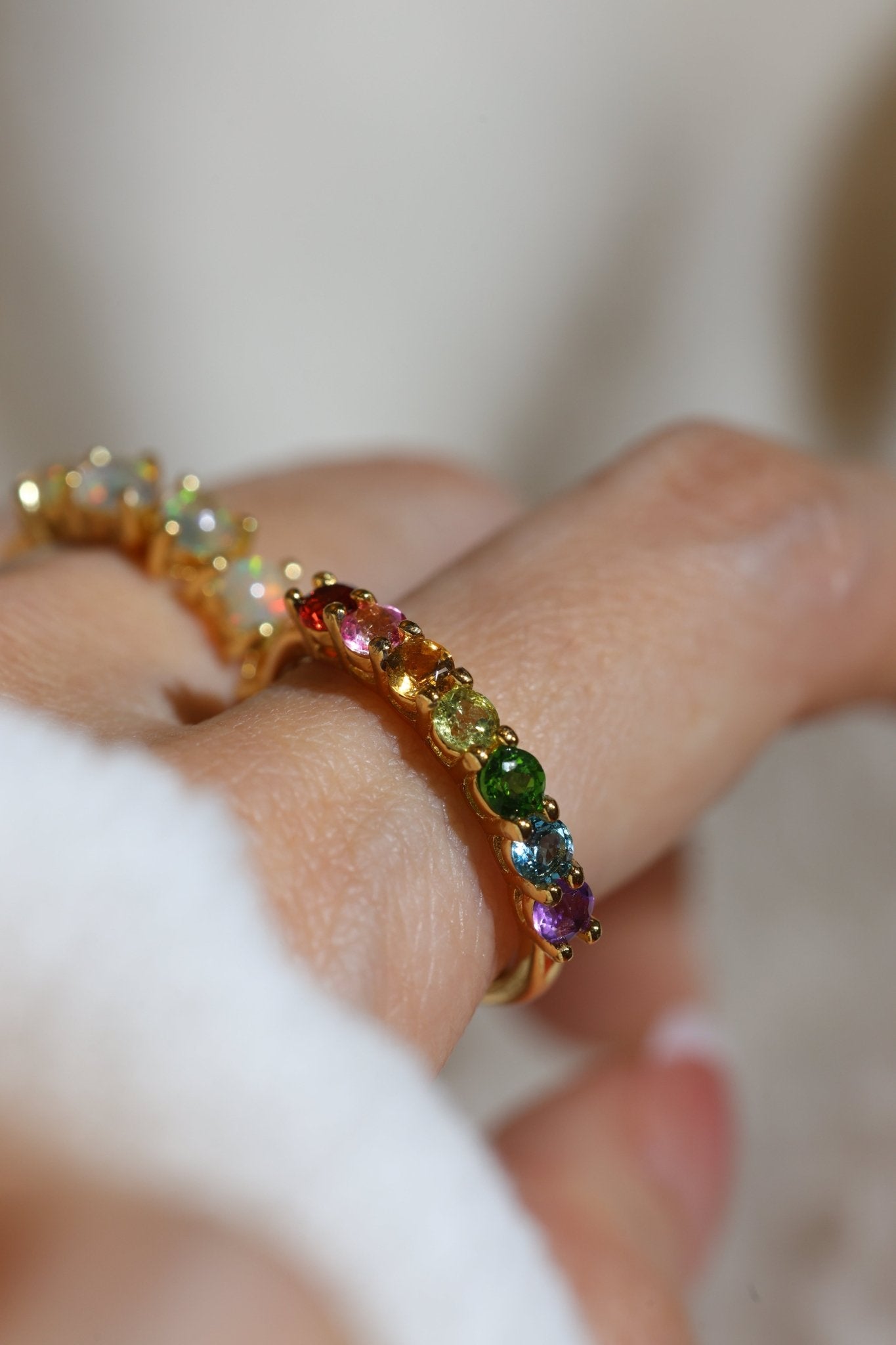 Rainbow Half Eternity Band - Love Estella