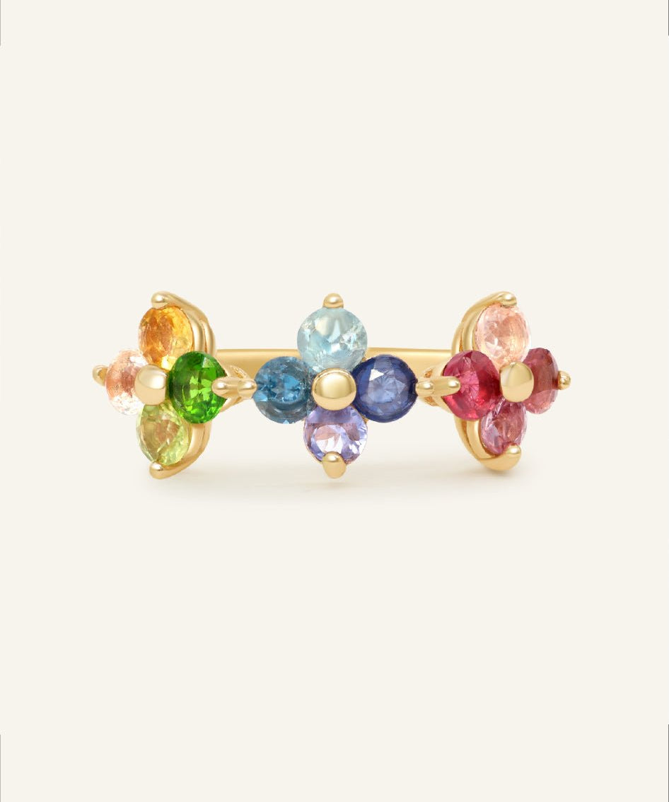 Rainbow Trinity Clover Ring - Love Estella