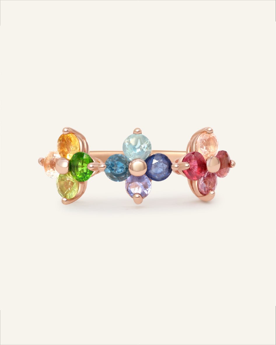 Rainbow Trinity Clover Ring - Love Estella