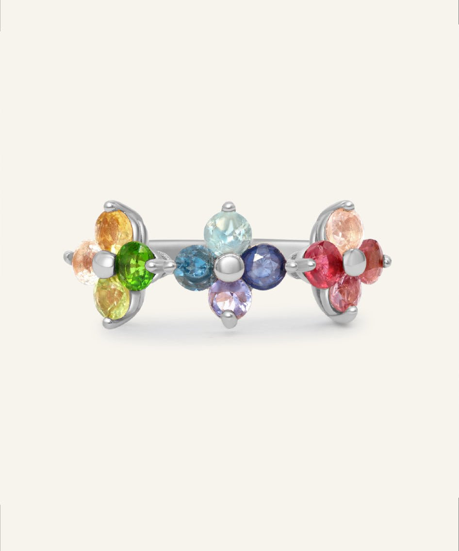 Rainbow Trinity Clover Ring - Love Estella