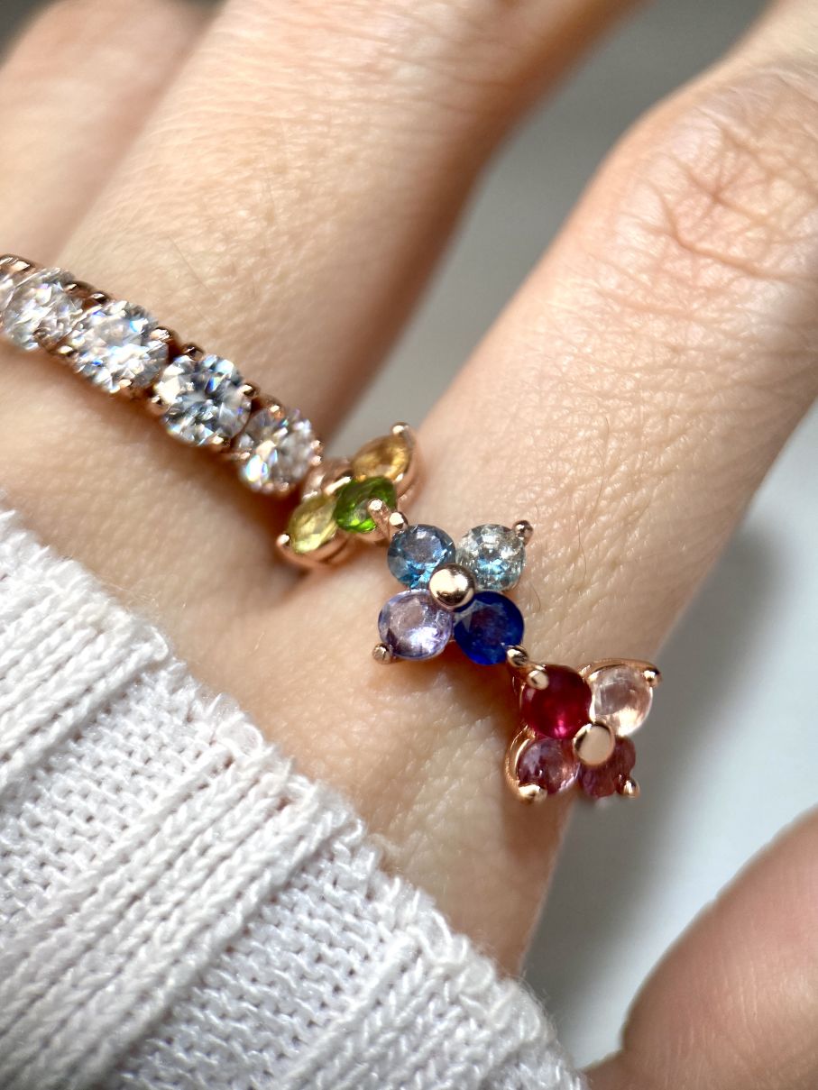 Rainbow Trinity Clover Ring - Love Estella