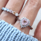 Rose Quartz Heart Halo Ring - Love Estella