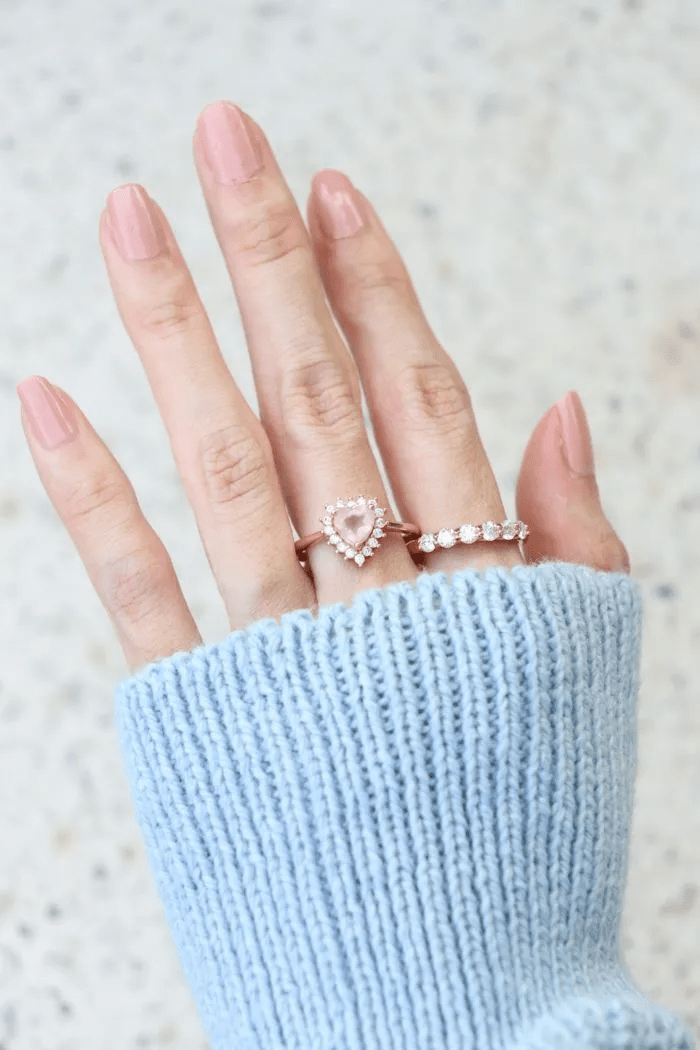Rose Quartz Heart Halo Ring - Love Estella