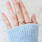 Rose Quartz Heart Halo Ring - Love Estella
