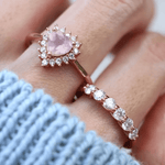 Rose Quartz Heart Halo Ring - Love Estella