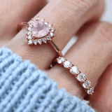 Rose Quartz Heart Halo Ring - Love Estella