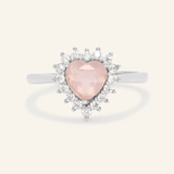 Rose Quartz Heart Halo Ring - Love Estella