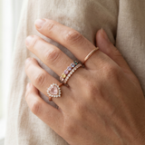 Rose Quartz Heart Halo Ring