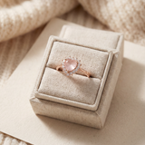 Rose Quartz Heart Halo Ring