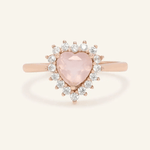 Rose Quartz Heart Halo Ring - Love Estella
