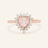 Rose Quartz Heart Halo Ring - Love Estella