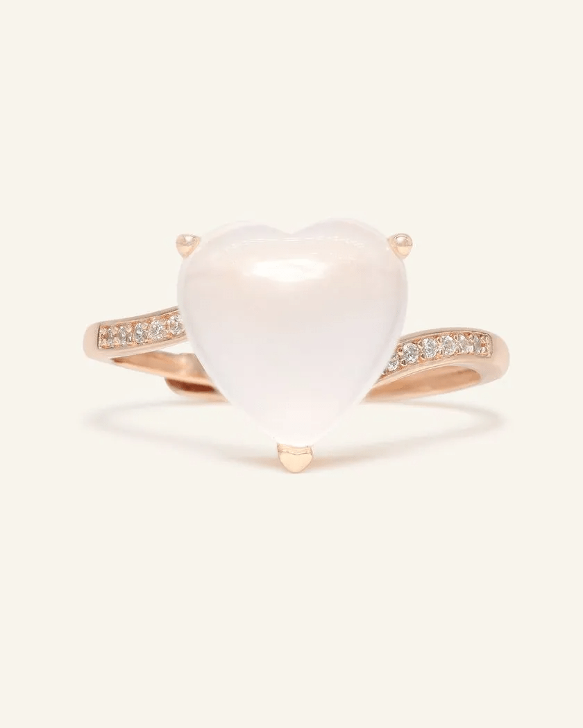 Rose Quartz Heart Ring - Love Estella