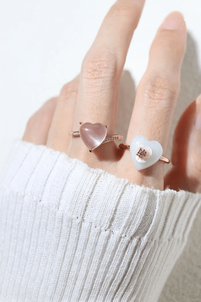Rose Quartz Heart Ring - Love Estella