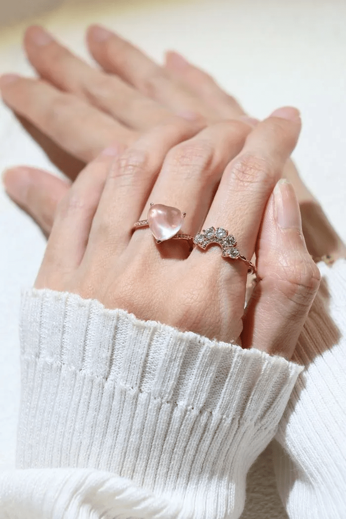 Rose Quartz Heart Ring - Love Estella