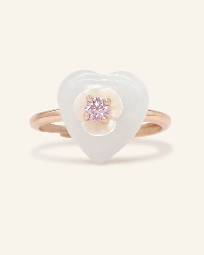 Sakura Jadeite Heart Ring - Love Estella