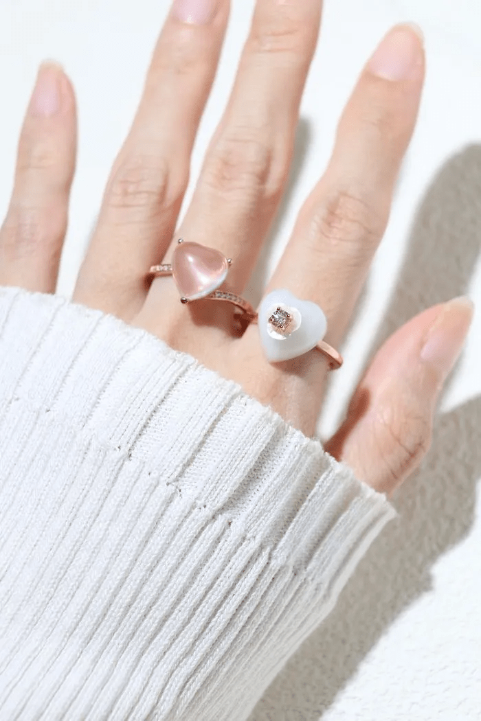 Sakura Jadeite Heart Ring - Love Estella