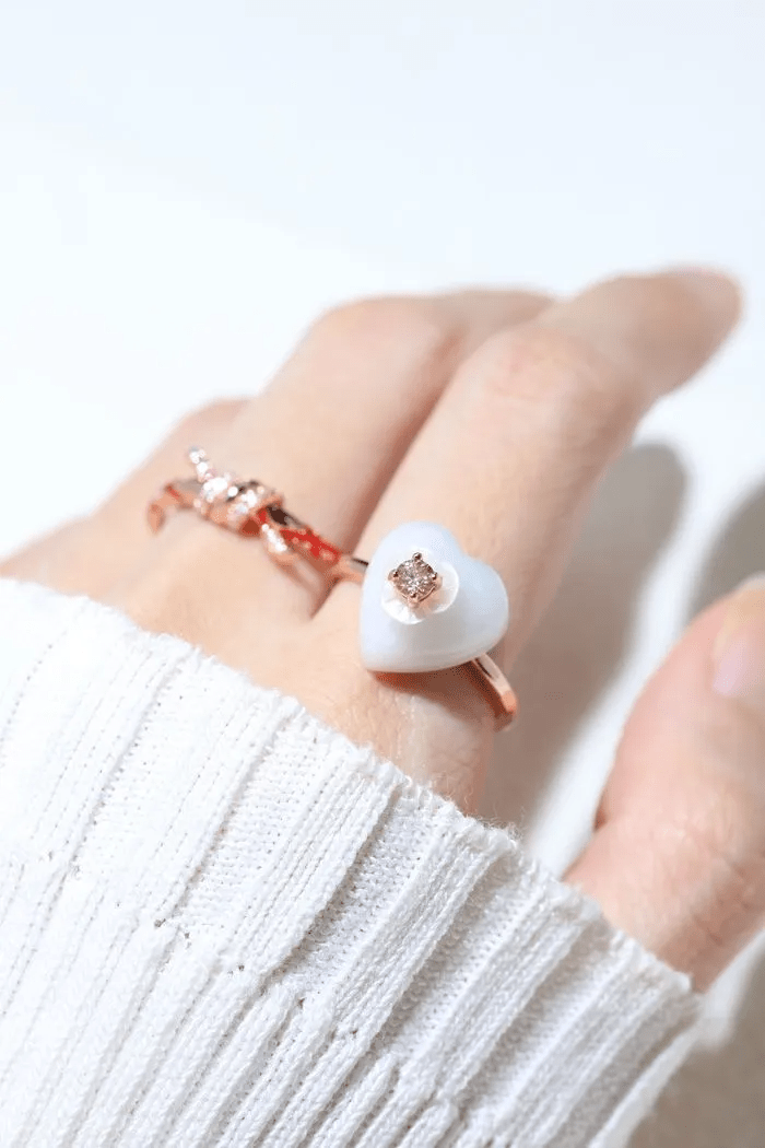 Sakura Jadeite Heart Ring - Love Estella