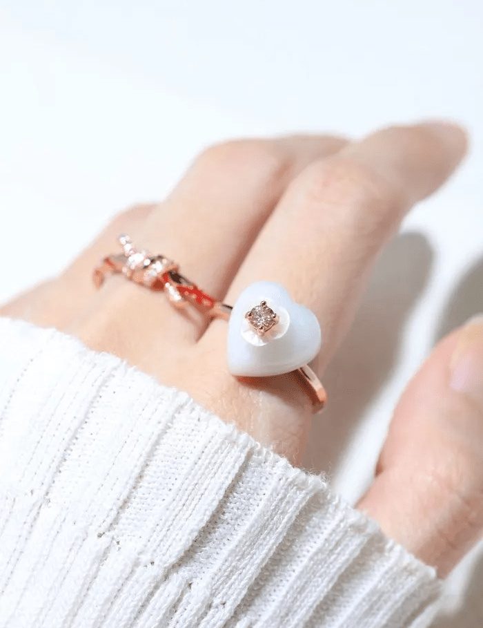 Sakura Jadeite Heart Ring - Love Estella