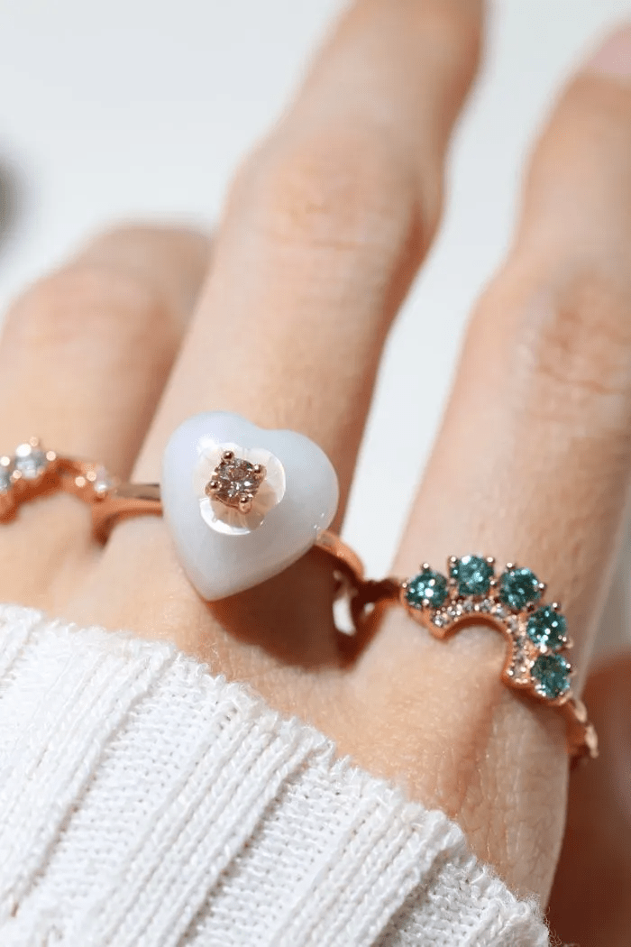 Sakura Jadeite Heart Ring - Love Estella