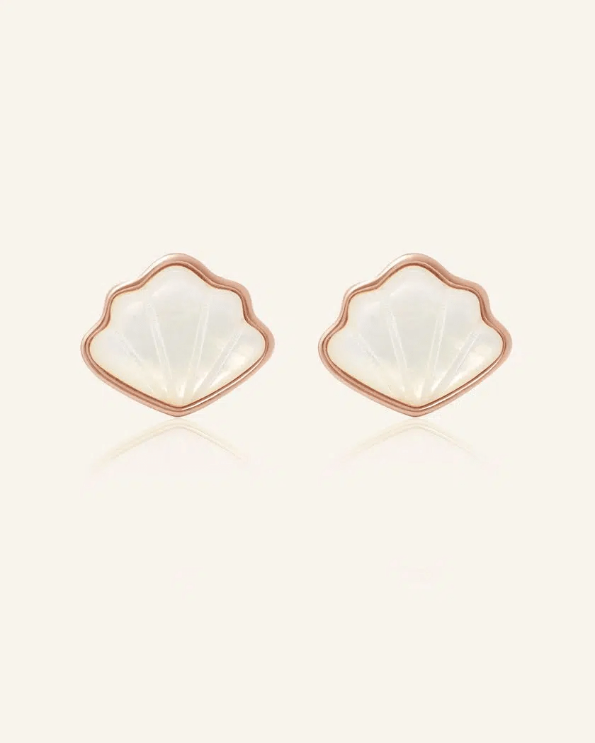 Seashell Mother of Pearl Studs - Love Estella