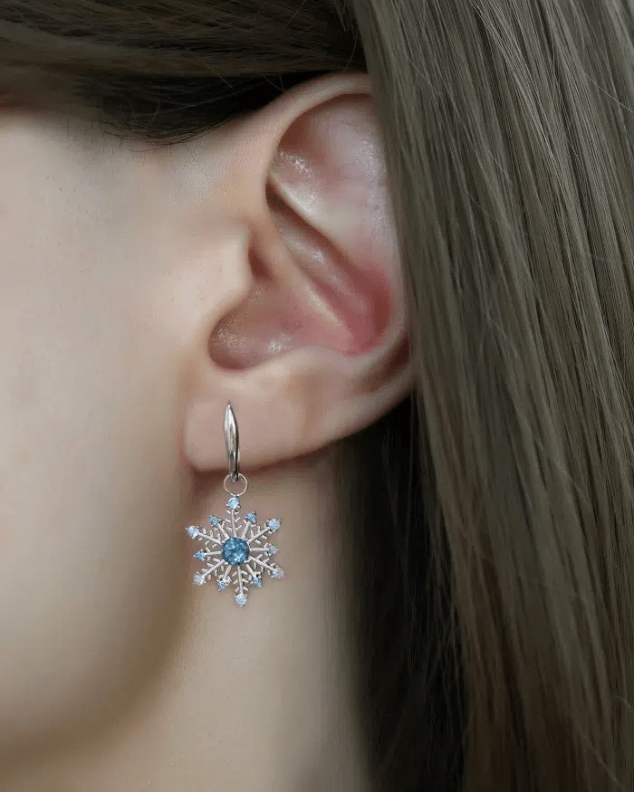 Snowflake London Blue Topaz Huggies - Love Estella