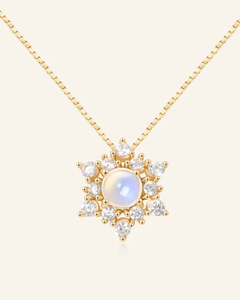Snowflake Moonstone Necklace - Love Estella