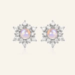 Snowflake Moonstone Studs - Love Estella