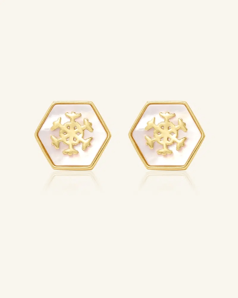 Snowflake Mother of Pearl Studs - Love Estella