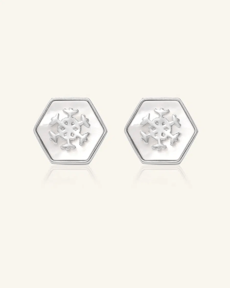 Snowflake Mother of Pearl Studs - Love Estella