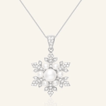 Snowflake Pearl Halo Necklace - Love Estella