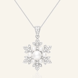 Snowflake Pearl Halo Necklace - Love Estella