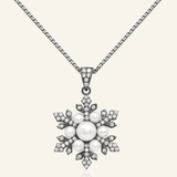 Snowflake Pearl Halo Necklace - Love Estella