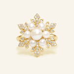 Snowflake Pearl Halo Ring - Love Estella
