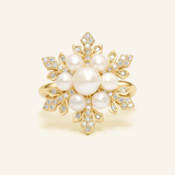 Snowflake Pearl Halo Ring - Love Estella