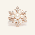 Snowflake Pearl Halo Ring - Love Estella