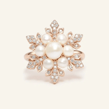 Snowflake Pearl Halo Ring - Love Estella