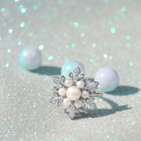 Snowflake Pearl Halo Ring - Love Estella