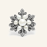 Snowflake Pearl Halo Ring - Love Estella