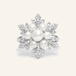 Snowflake Pearl Halo Ring - Love Estella