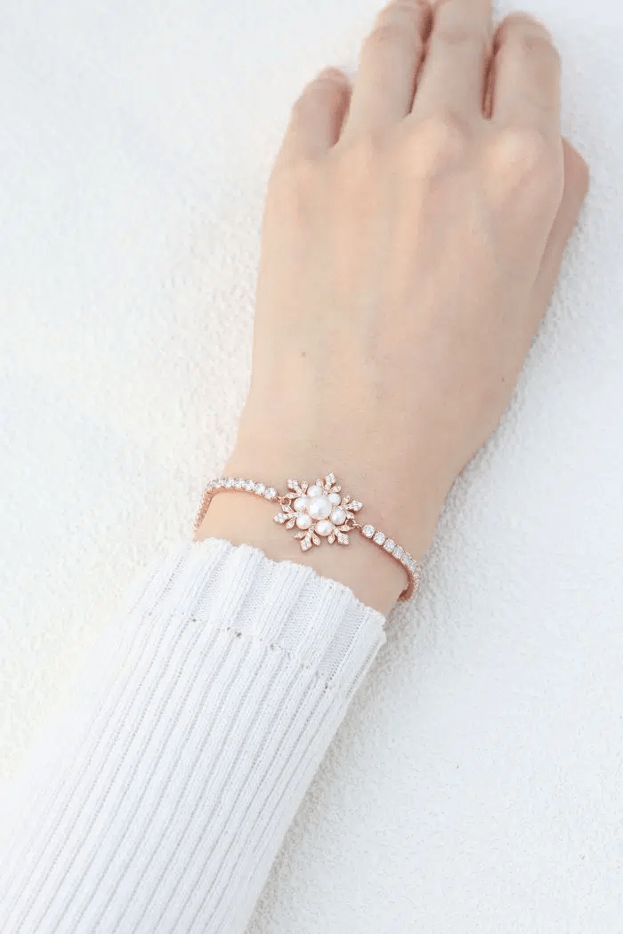 Snowflake Pearl Tennis Bracelet - Love Estella