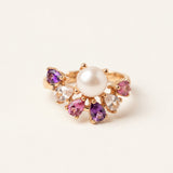 Solstice Pearl & Gemstone Ring with freshwater pearl, amethyst, rhodolite garnet and rose quartz, yellow gold product