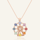 Spinning Ferris Wheel Necklace in Moissanite in Rose Gold front product view