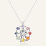 Spinning Ferris Wheel Necklace in Moissanite in Silver front product view