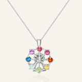 Spinning Ferris Wheel Necklace in Silver front product view