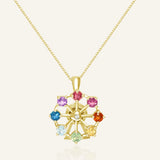 Spinning Ferris Wheel Necklace in Yellow Gold front product view