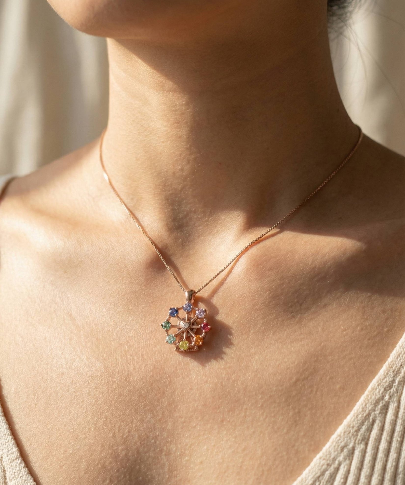 Spinning Ferris Wheel Moissanite Necklace with ferris wheel pendant — additional photograph 4